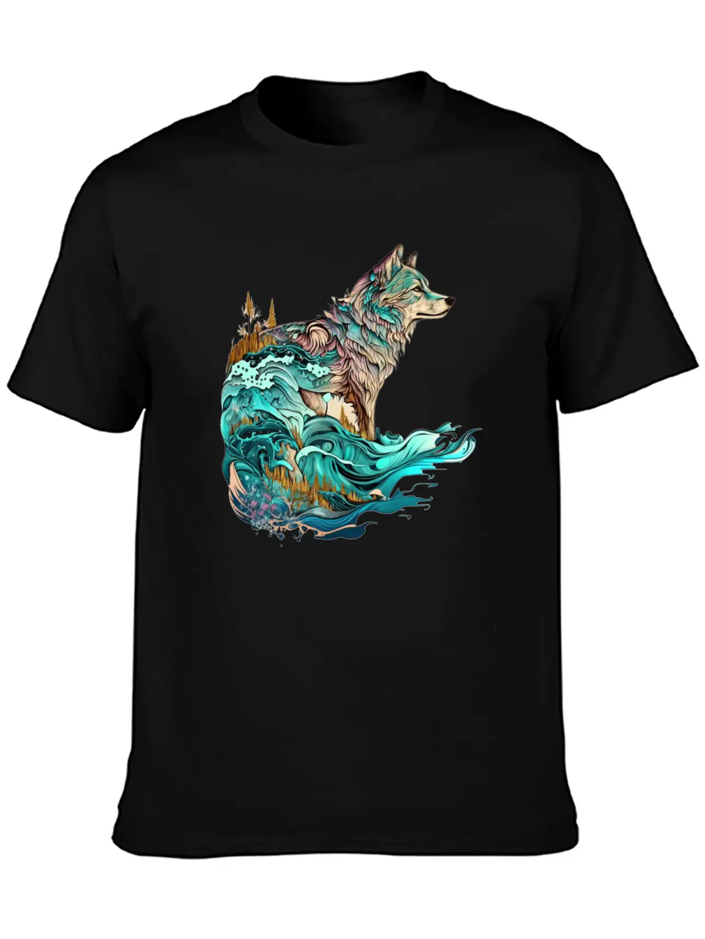 Ocean Sea Water Wolf Breathable Soft Cotton T-Shirt – Timeless Casual Look