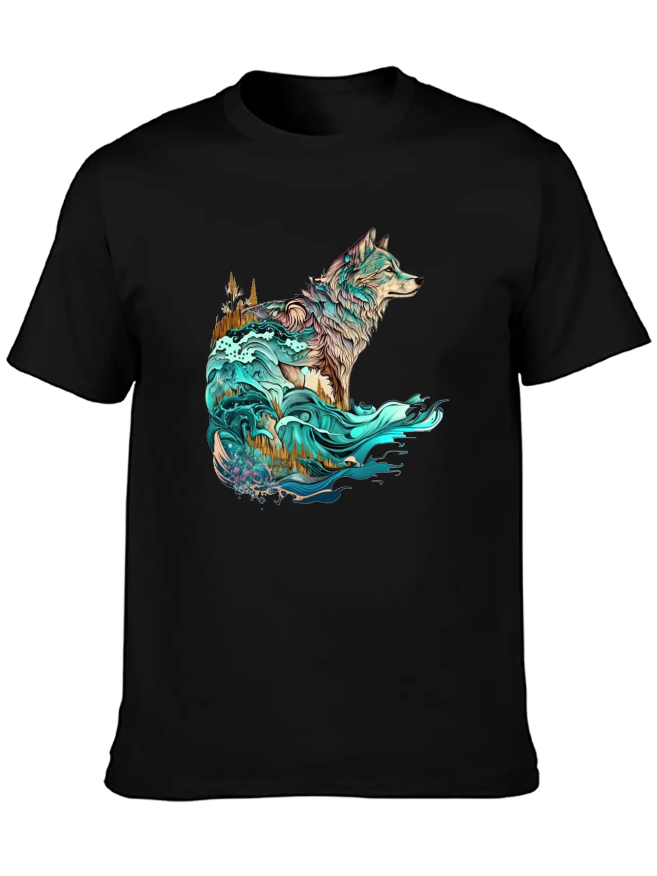 Ocean Sea Water Wolf Breathable Soft Cotton T-Shirt – Timeless Casual Look