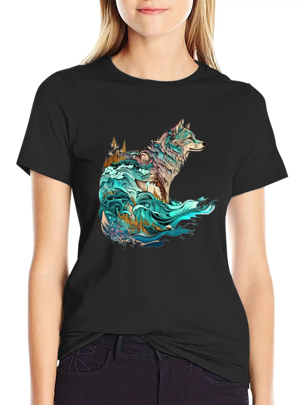 Ocean Sea Water Wolf Breathable Soft Cotton T-Shirt – Timeless Casual Look