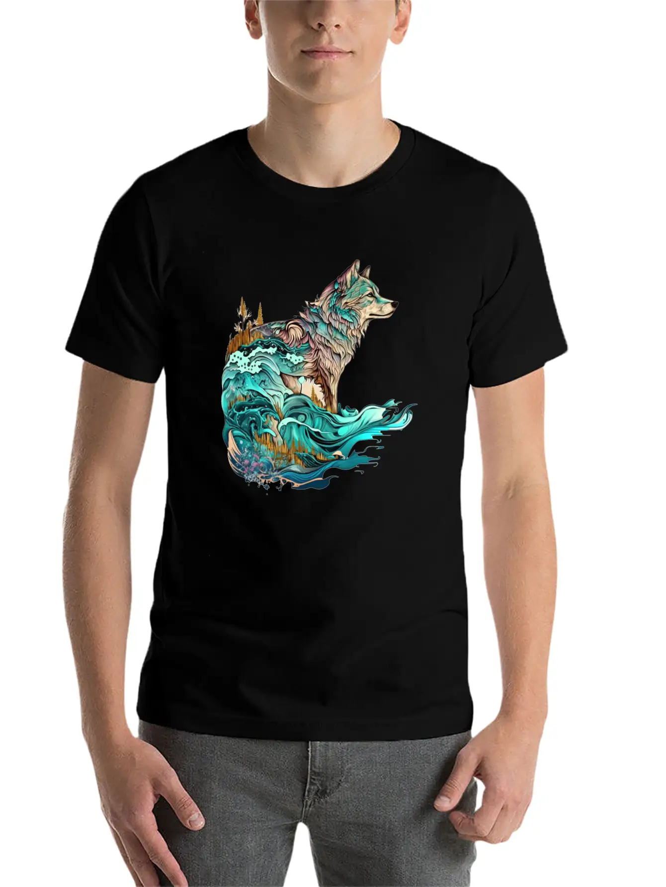 Ocean Sea Water Wolf Breathable Soft Cotton T-Shirt – Timeless Casual Look