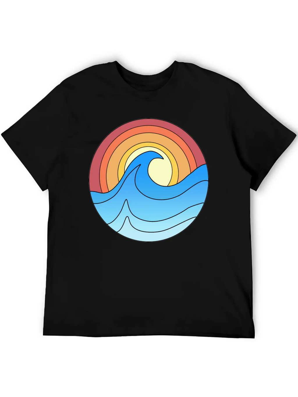 Ocean Waves Sunset Lover Retro Vintage Unisex Casual T-Shirt – Clean Design For Daily Comfort