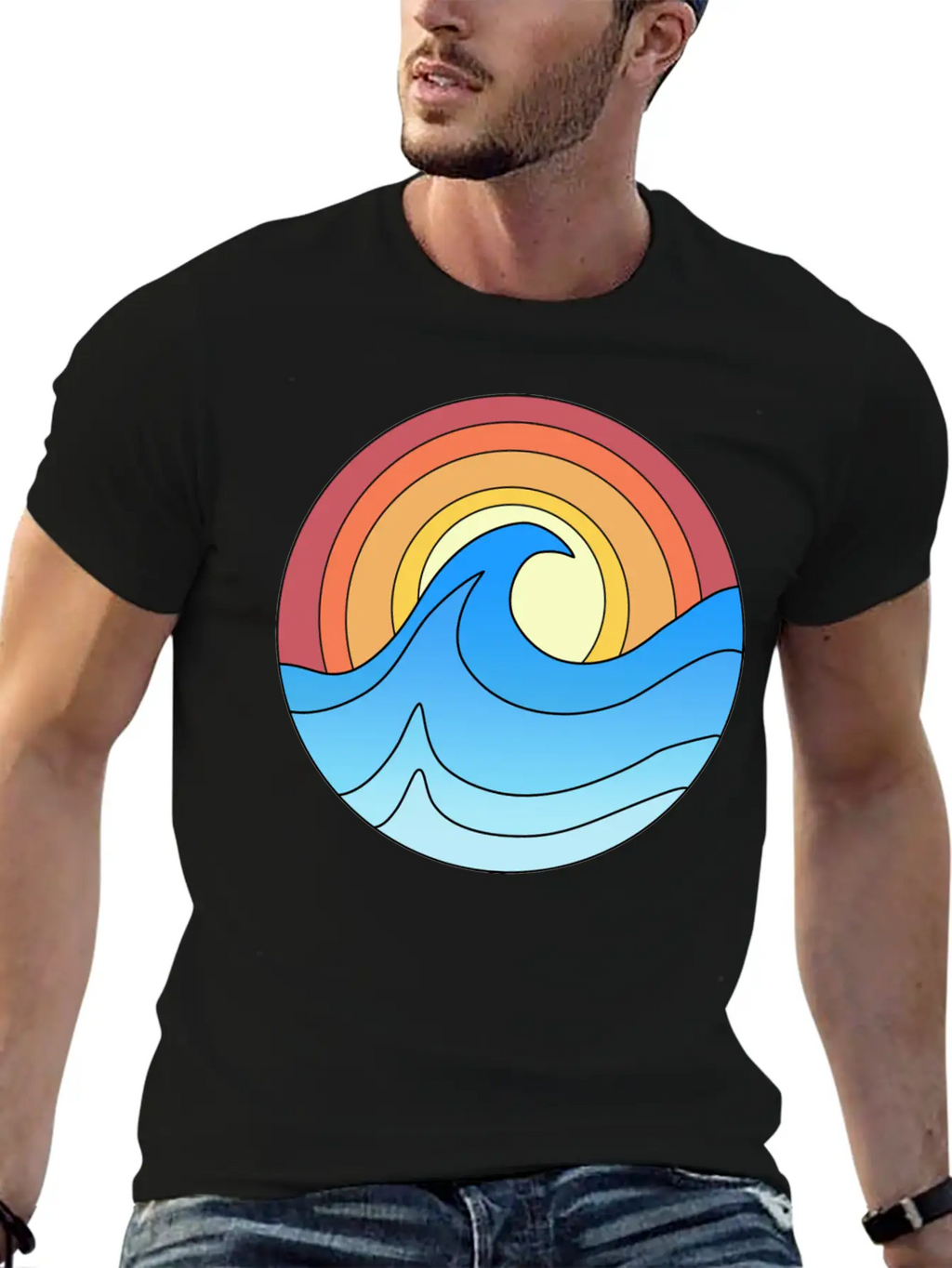 Ocean Waves Sunset Lover Retro Vintage Unisex Casual T-Shirt – Clean Design For Daily Comfort