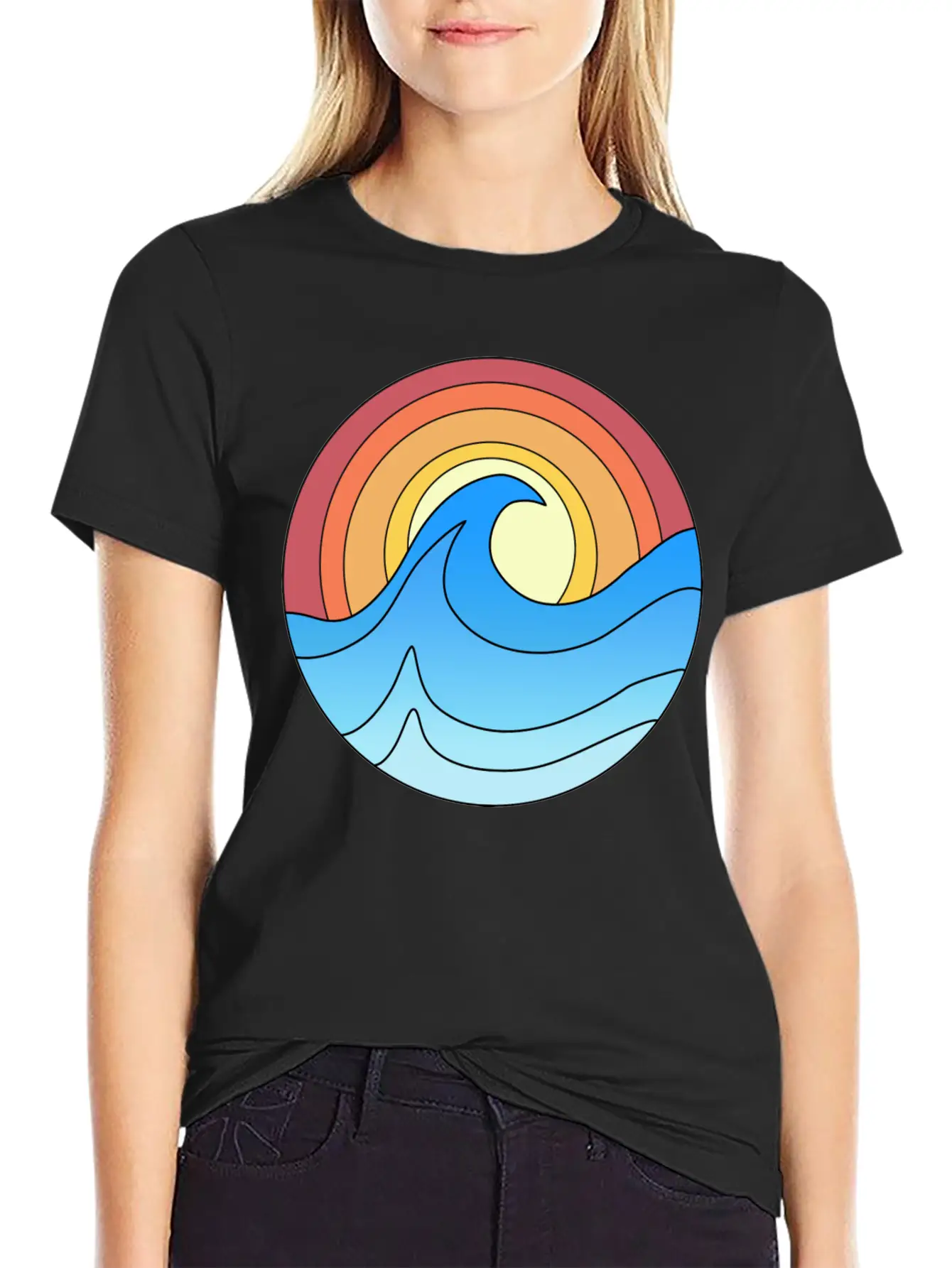 Ocean Waves Sunset Lover Retro Vintage Unisex Casual T-Shirt – Clean Design For Daily Comfort