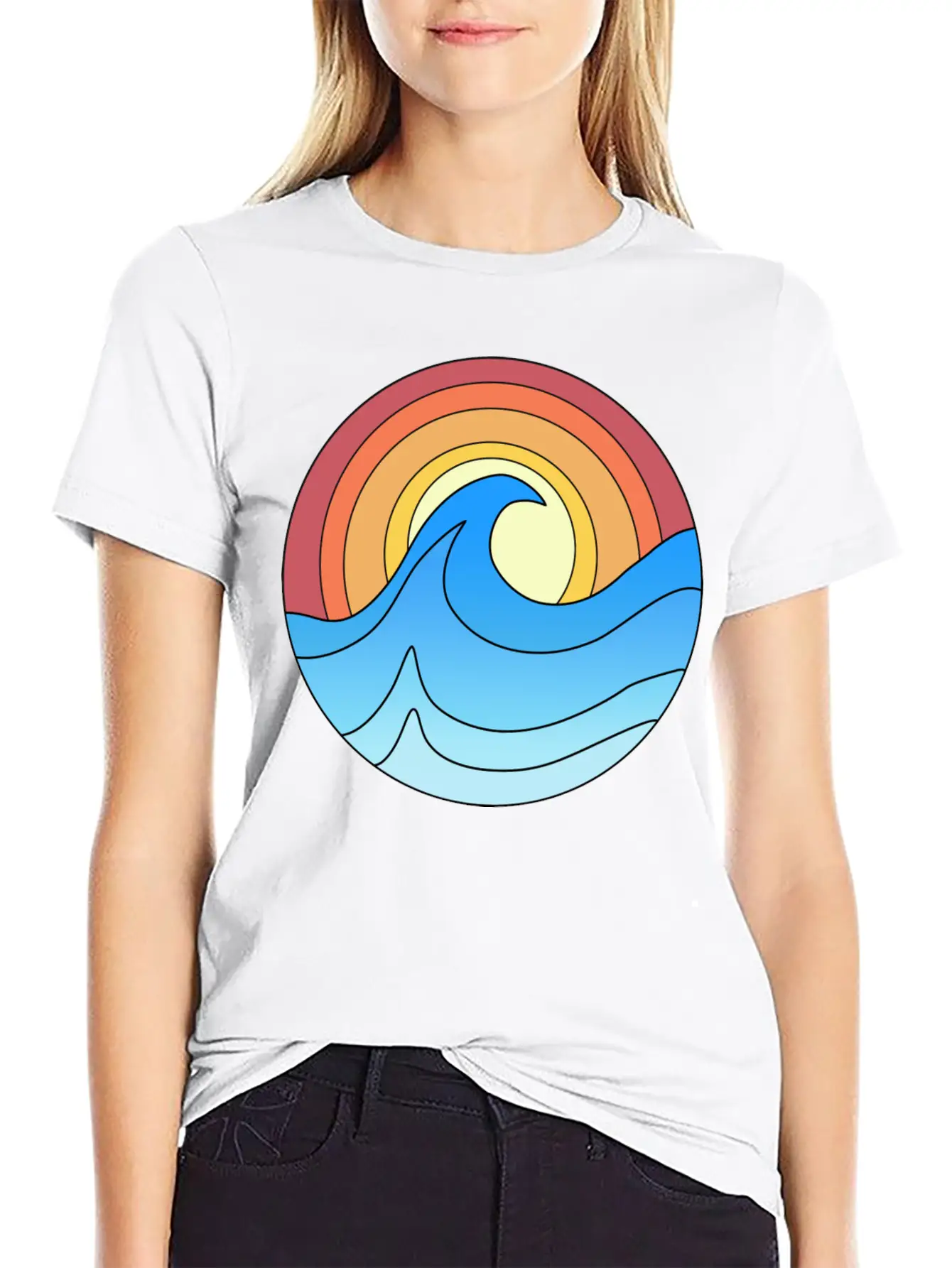 Ocean Waves Sunset Lover Retro Vintage Unisex Casual T-Shirt – Clean Design For Daily Comfort