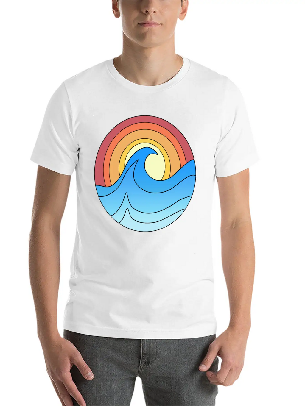 Ocean Waves Sunset Lover Retro Vintage Unisex Casual T-Shirt – Clean Design For Daily Comfort