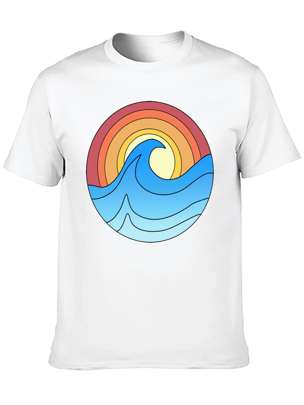 Ocean Waves Sunset Lover Retro Vintage Unisex Casual T-Shirt – Clean Design For Daily Comfort