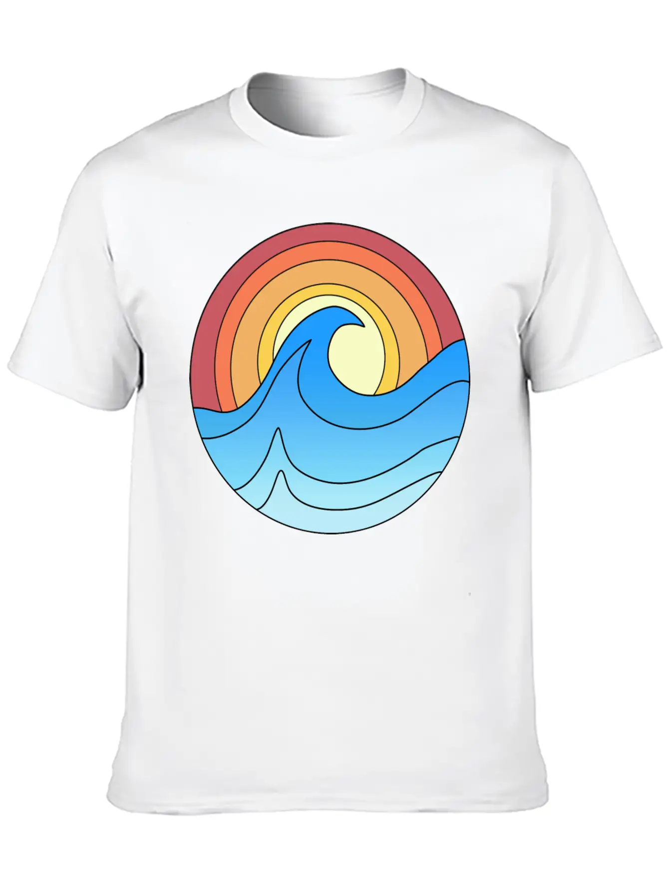 Ocean Waves Sunset Lover Retro Vintage Unisex Casual T-Shirt – Clean Design For Daily Comfort