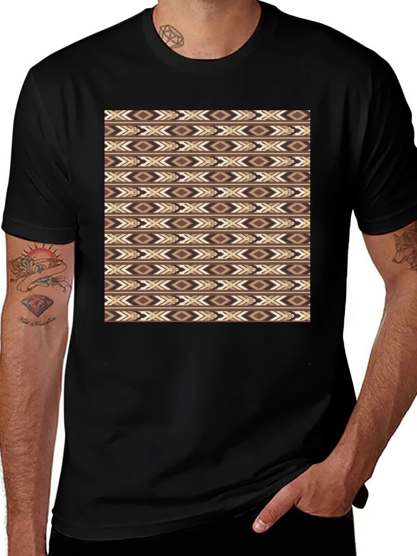 Aztec Print Black T-Shirt - Stylish Casual Wear