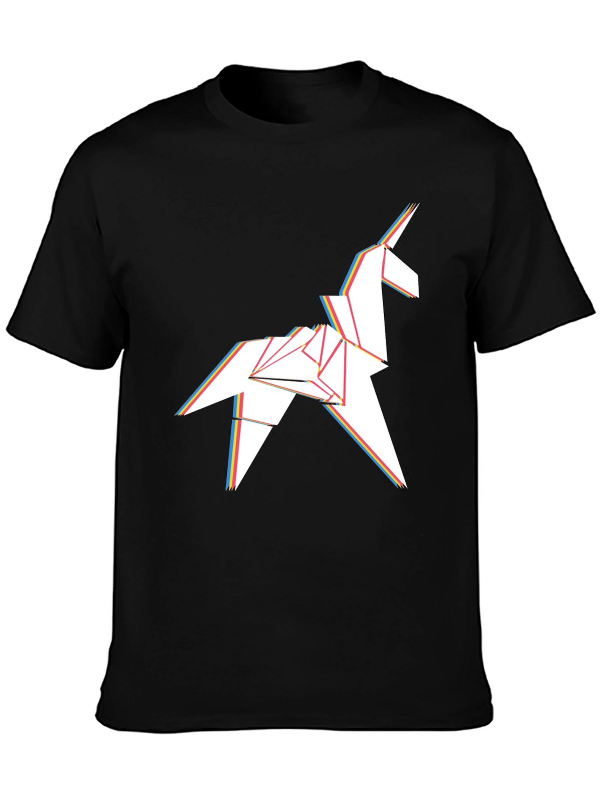 Origami Unicorn Graphic Tee - Stylish Mens Black T-Shirt