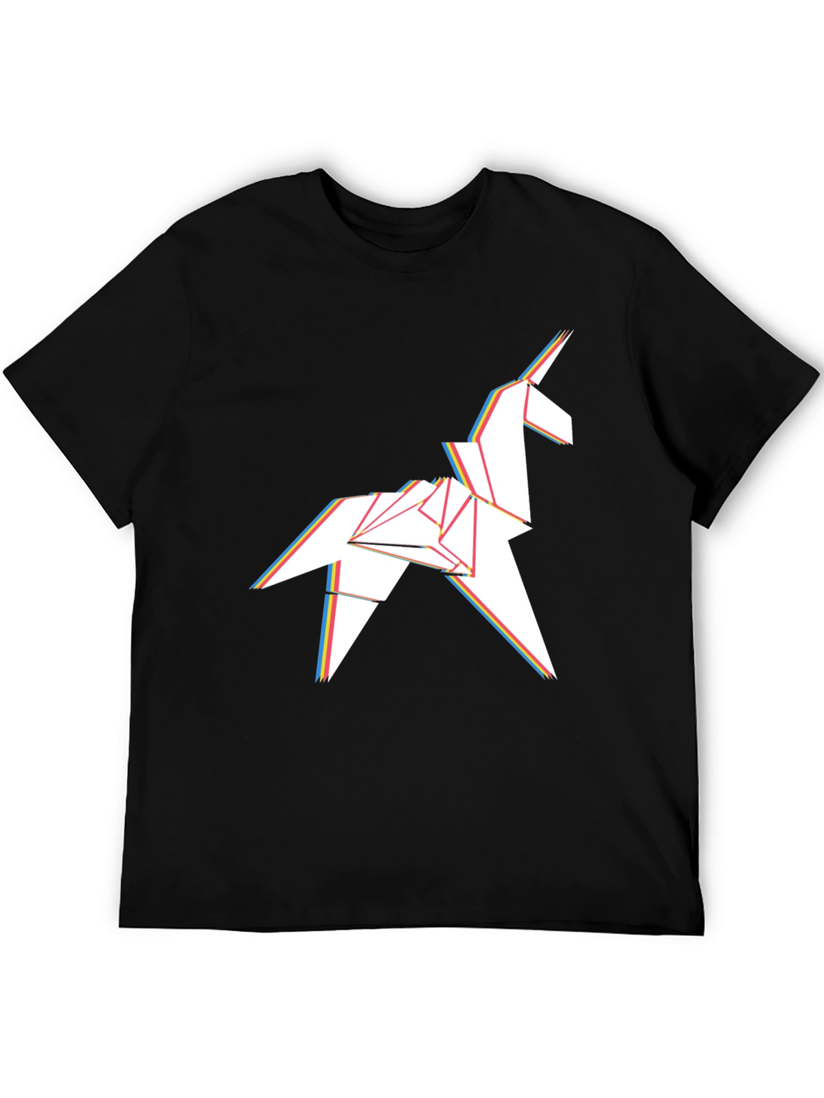 Origami Unicorn Graphic Tee - Stylish Mens Black T-Shirt
