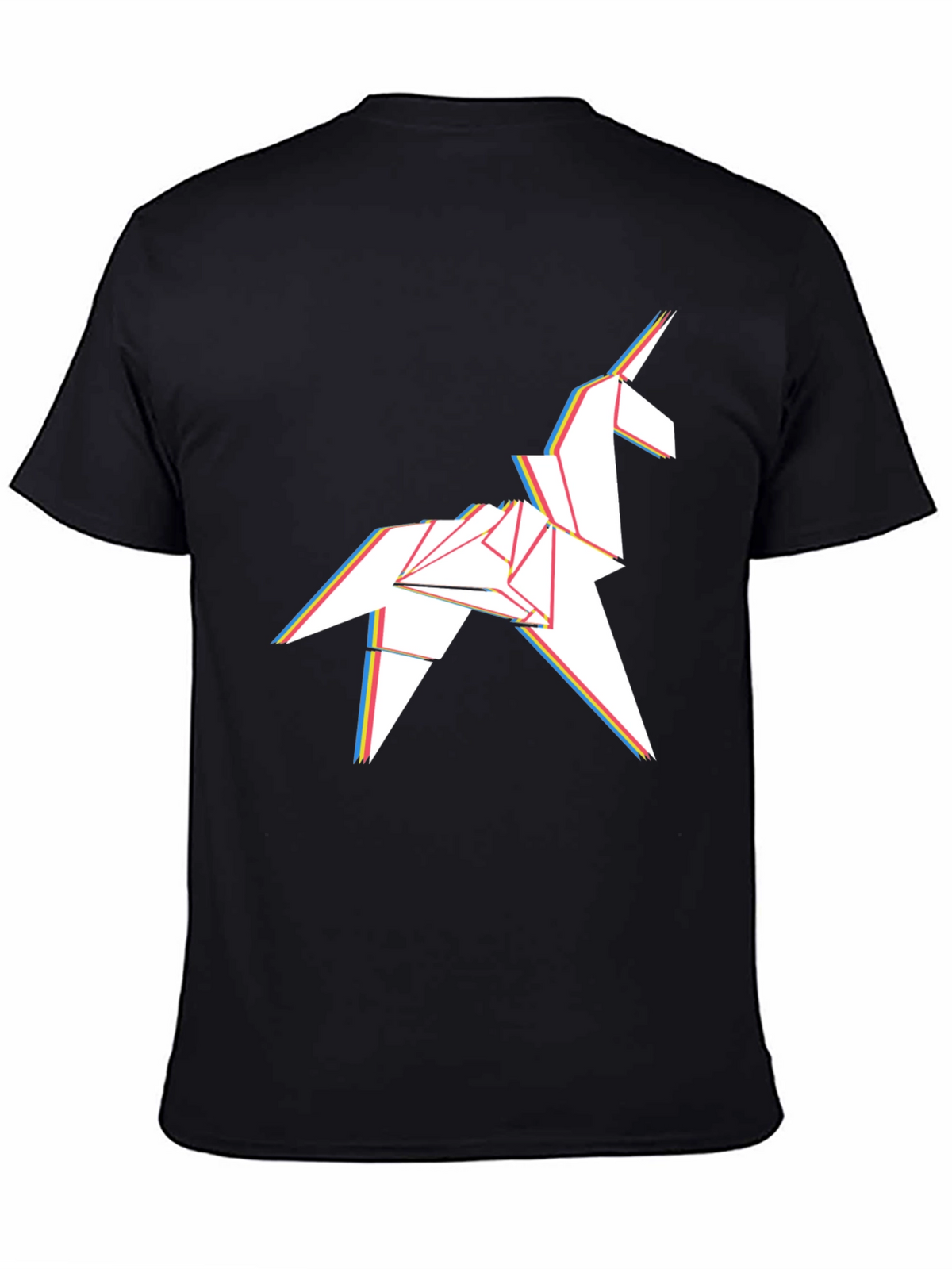Origami Unicorn Graphic Tee - Stylish Mens Black T-Shirt