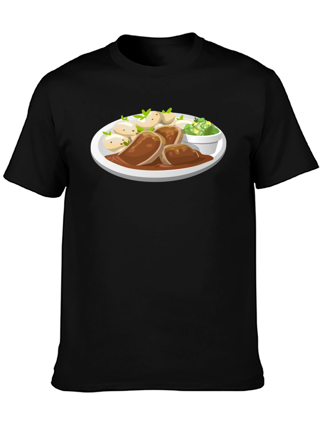 Novelty T-Shirt with Food Plate Print