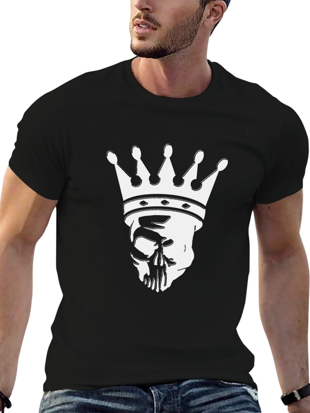Skull King Graphic Tee - Black Cotton T-Shirt