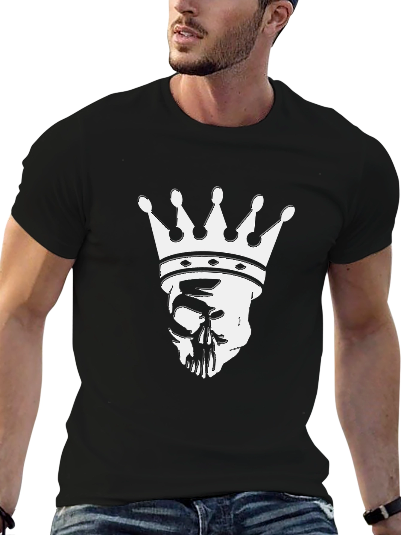 Skull King Graphic Tee - Black Cotton T-Shirt