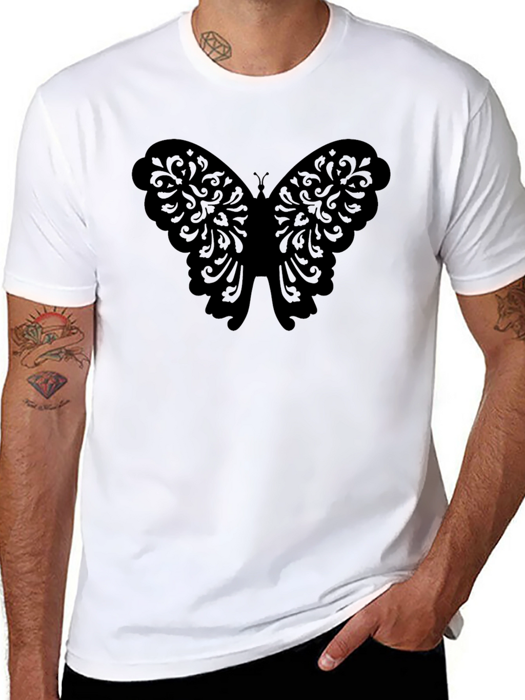 Butterfly Graphic T-Shirt - Mens Black Tee