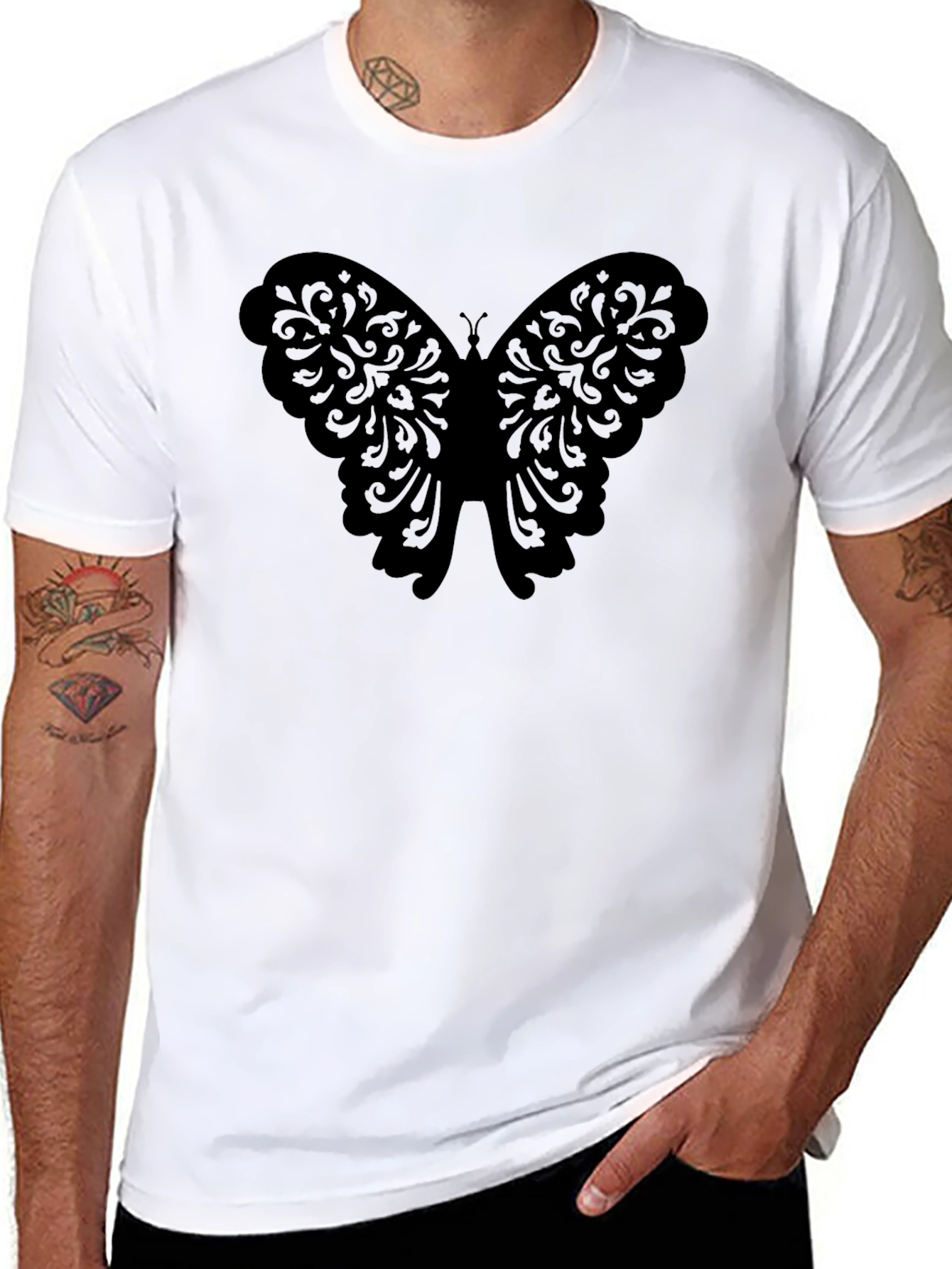 Butterfly Graphic T-Shirt - Mens Black Tee
