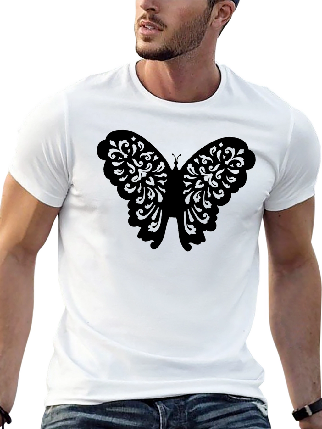 Butterfly Graphic T-Shirt - Mens Black Tee