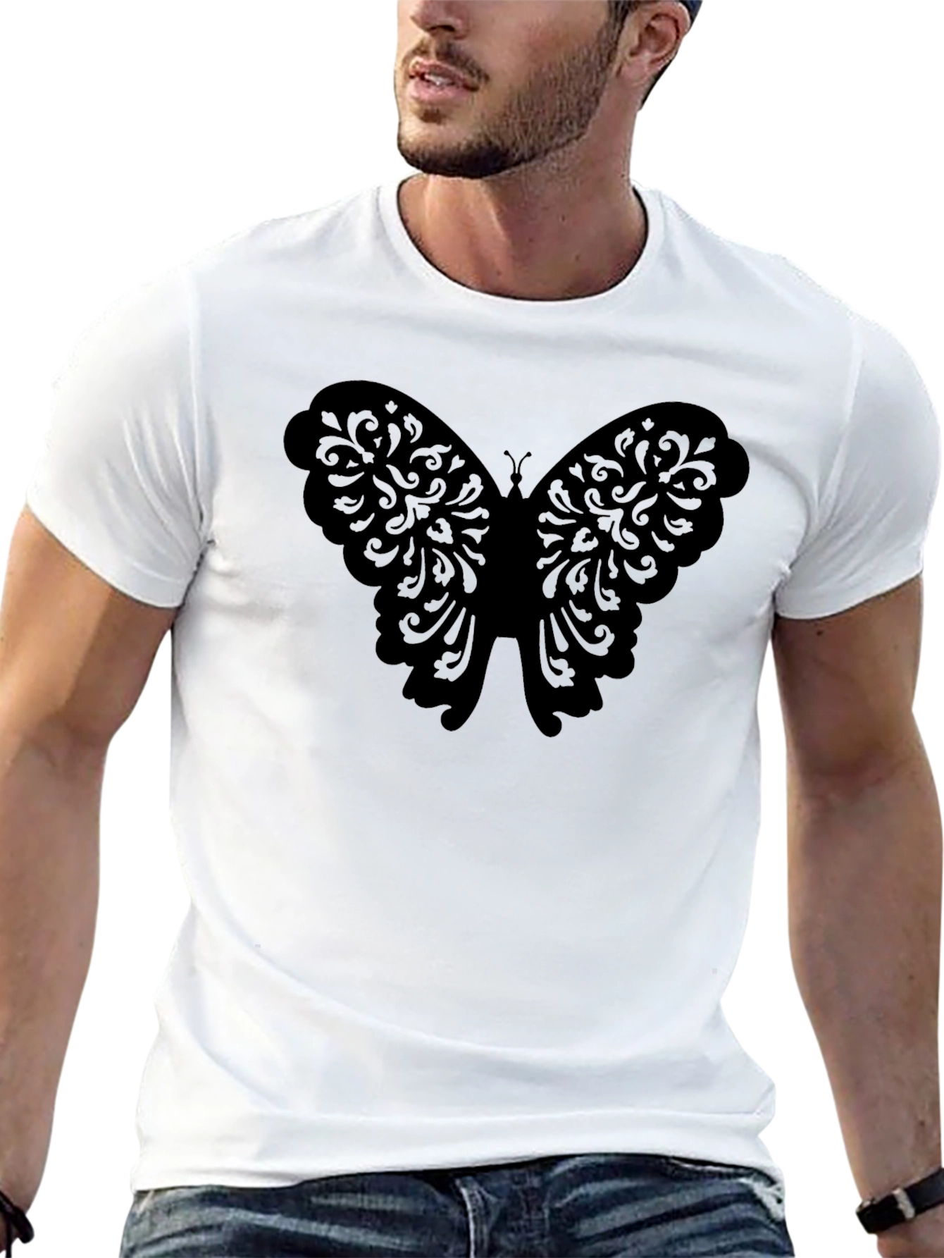 Butterfly Graphic T-Shirt - Mens Black Tee