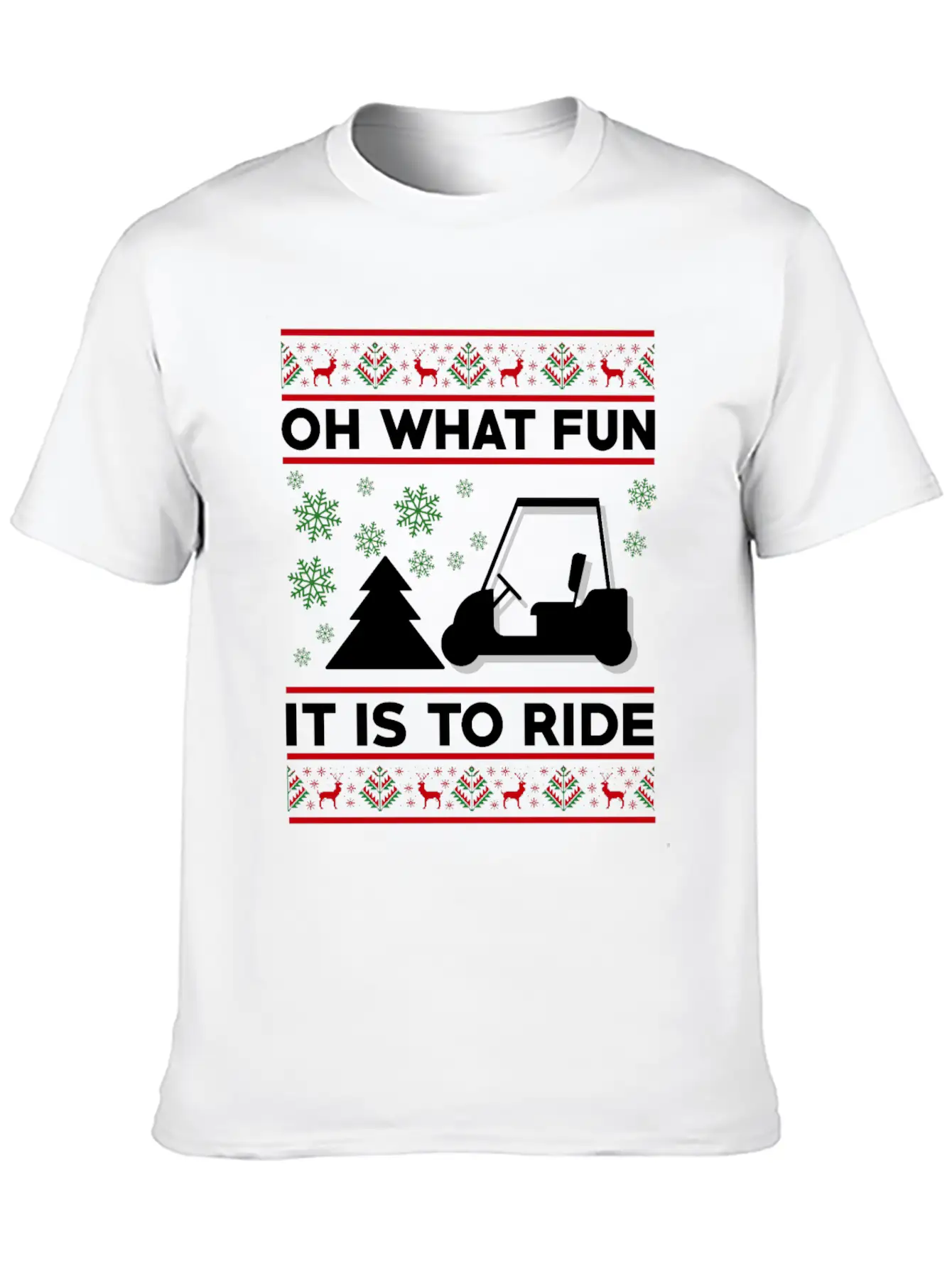 Oh What Fun It Is To Ride Golf Cart Christmas Relaxed Everyday Tee – Lightweight And Durable Cotton