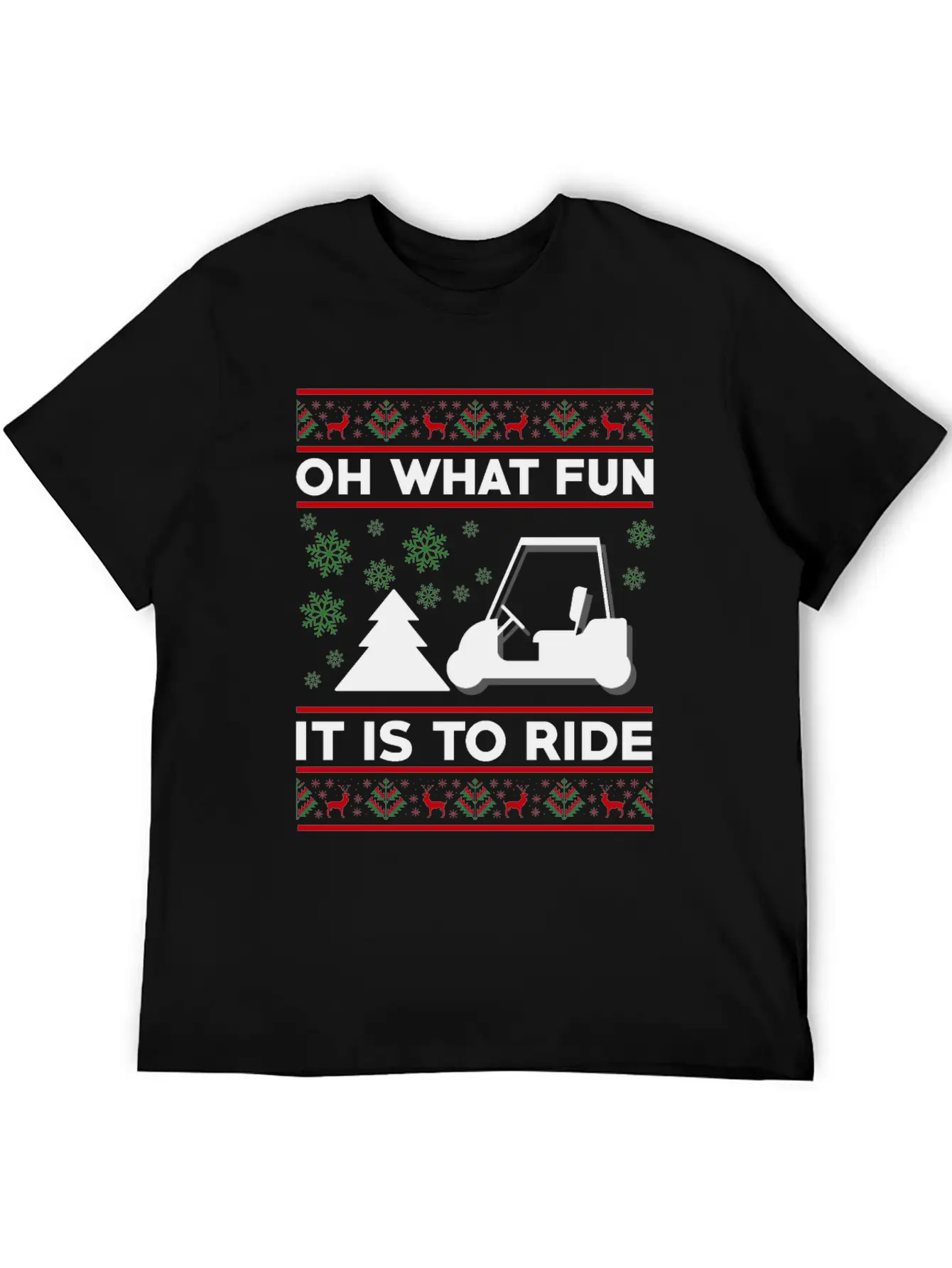 Oh What Fun It Is To Ride Golf Cart Christmas Relaxed Everyday Tee – Lightweight And Durable Cotton