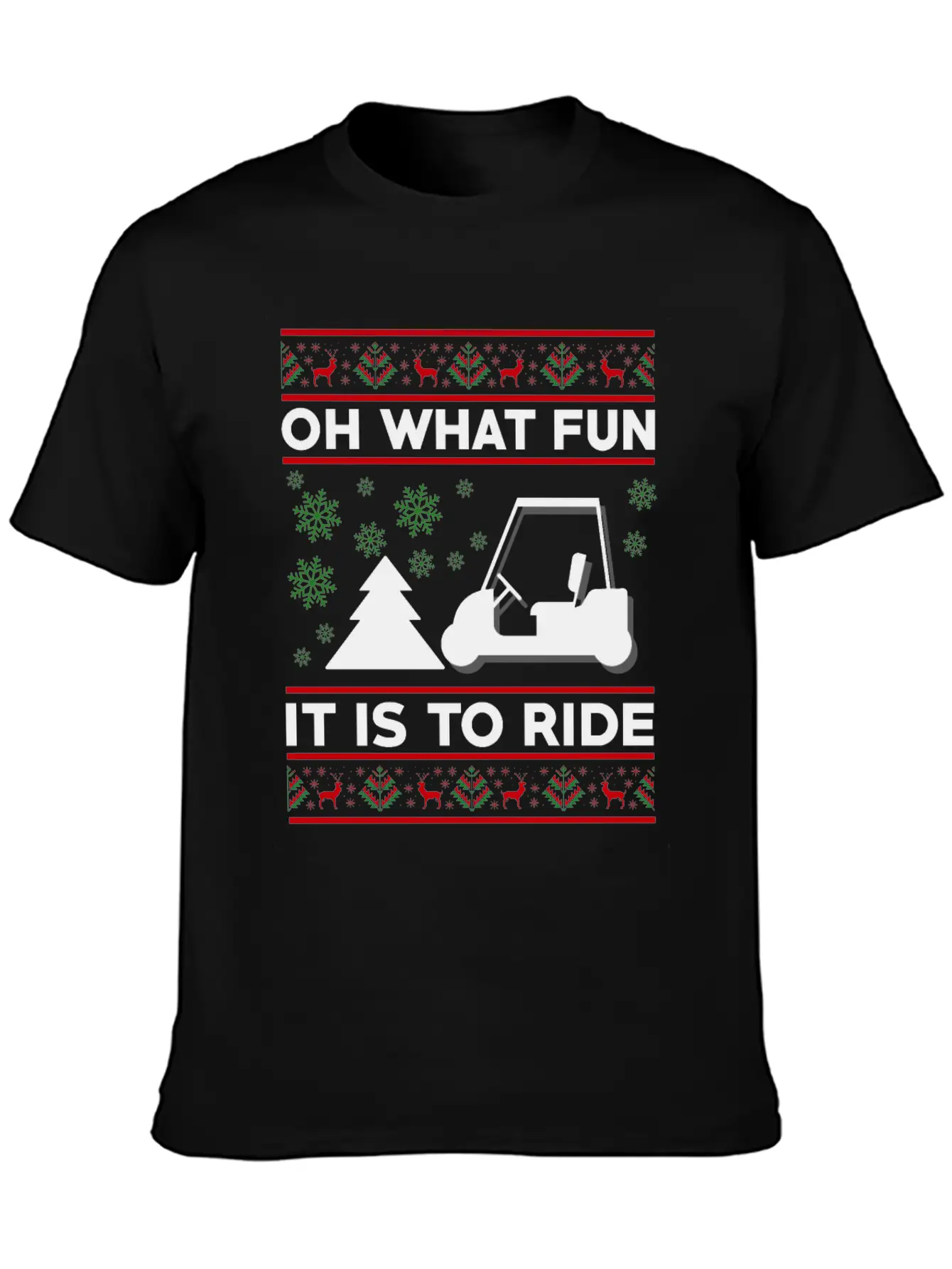 Oh What Fun It Is To Ride Golf Cart Christmas Relaxed Everyday Tee – Lightweight And Durable Cotton