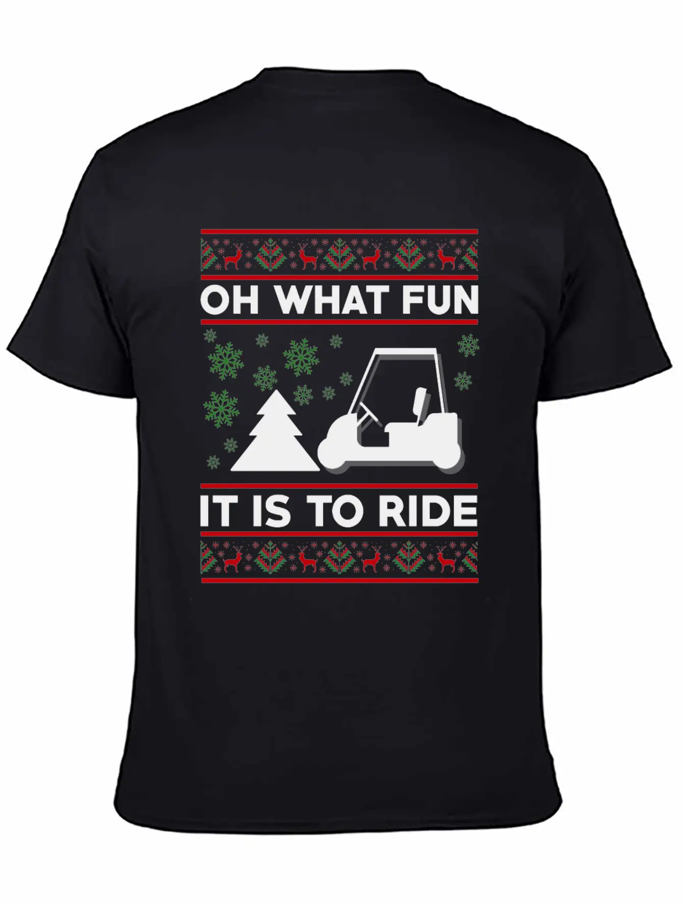 Oh What Fun It Is To Ride Golf Cart Christmas Relaxed Everyday Tee – Lightweight And Durable Cotton