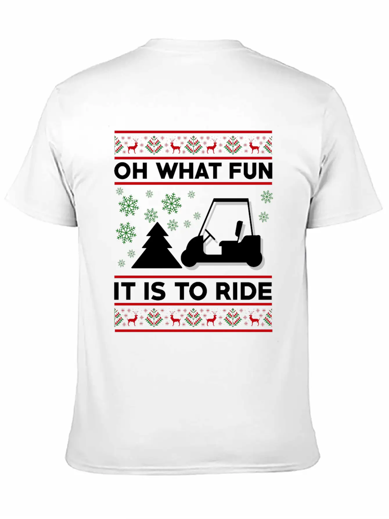 Oh What Fun It Is To Ride Golf Cart Christmas Relaxed Everyday Tee – Lightweight And Durable Cotton