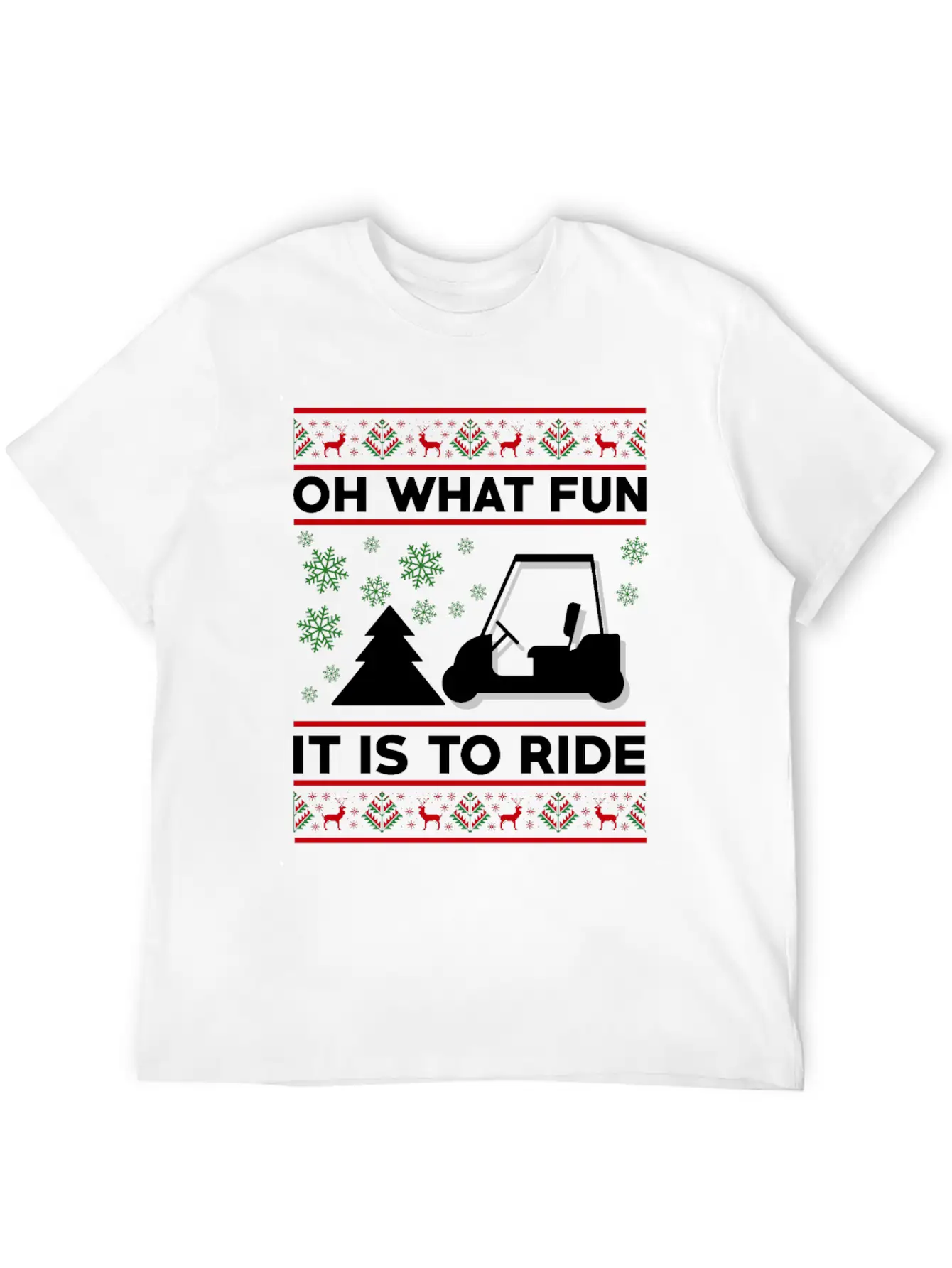 Oh What Fun It Is To Ride Golf Cart Christmas Relaxed Everyday Tee – Lightweight And Durable Cotton