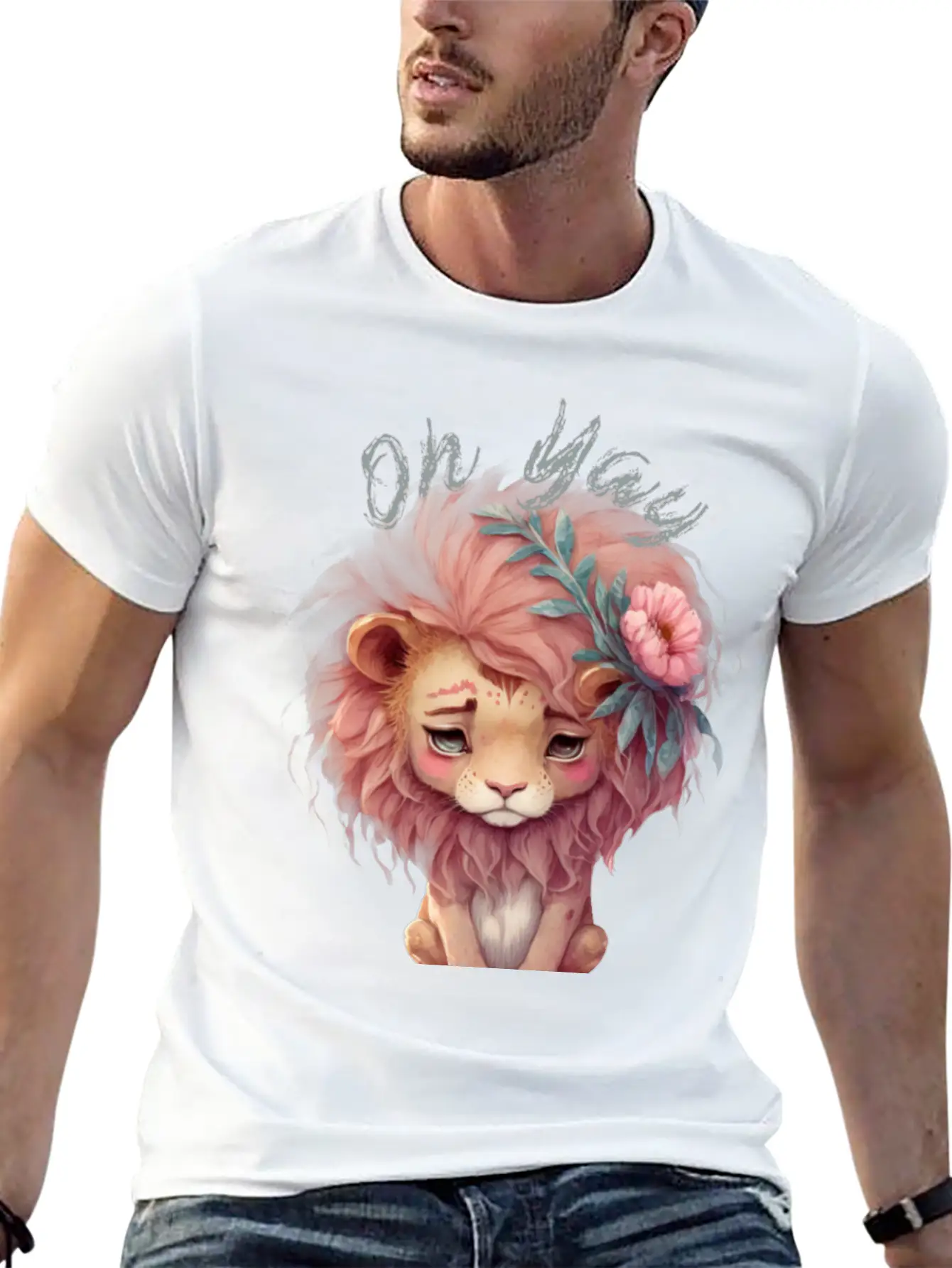 Oh Yay V-day Lion Basic Graphic T-Shirt – Daily Comfort In Soft Cotton