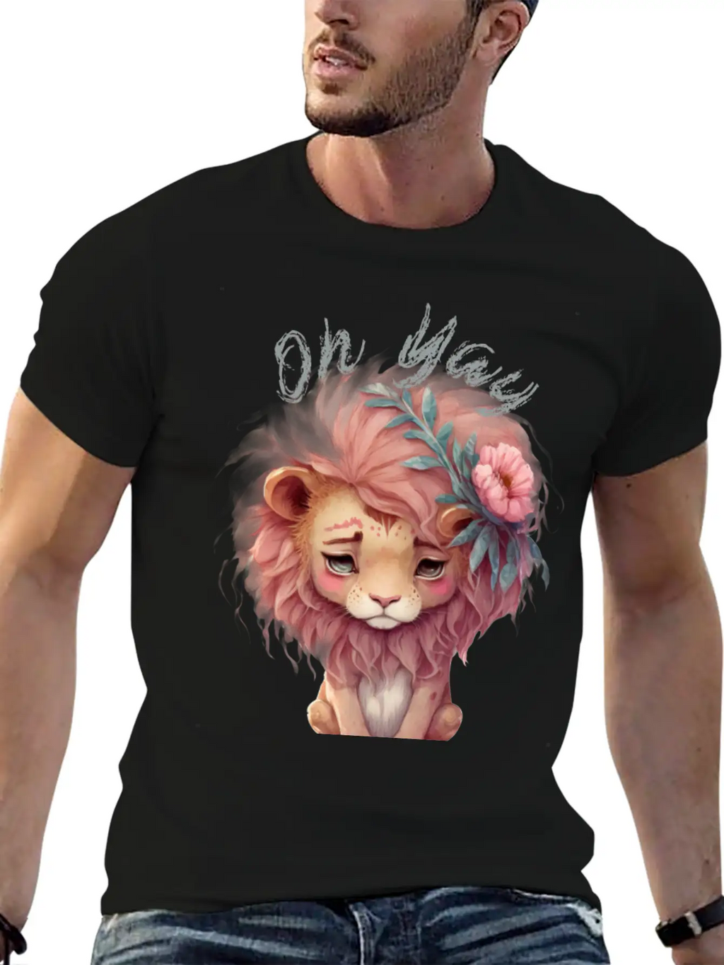 Oh Yay V-day Lion Basic Graphic T-Shirt – Daily Comfort In Soft Cotton