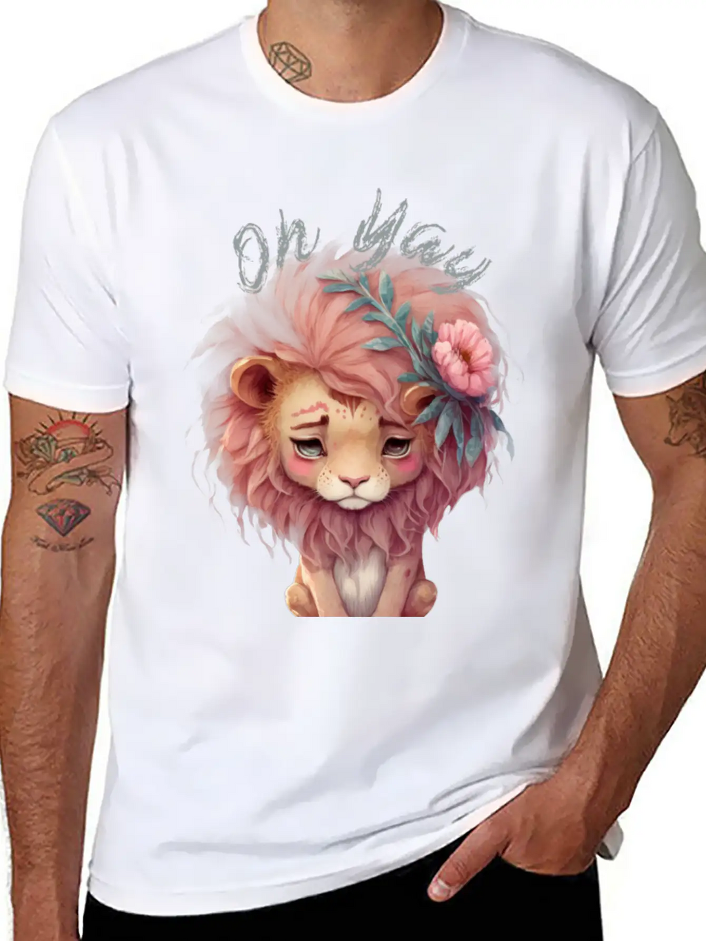 Oh Yay V-day Lion Basic Graphic T-Shirt – Daily Comfort In Soft Cotton