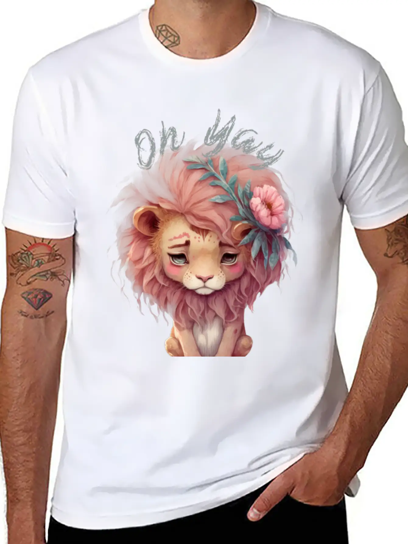 Oh Yay V-day Lion Basic Graphic T-Shirt – Daily Comfort In Soft Cotton