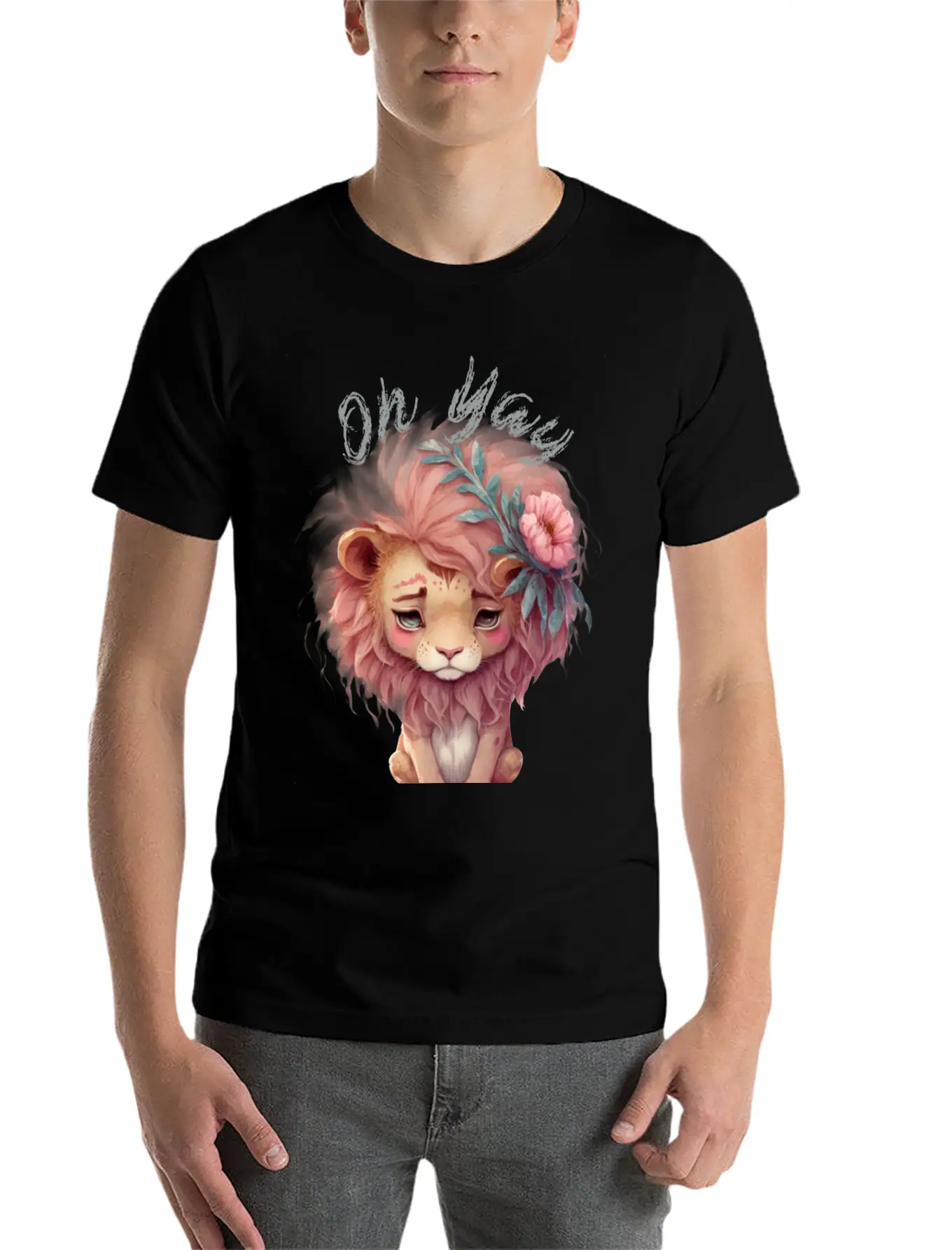 Oh Yay V-day Lion Basic Graphic T-Shirt – Daily Comfort In Soft Cotton