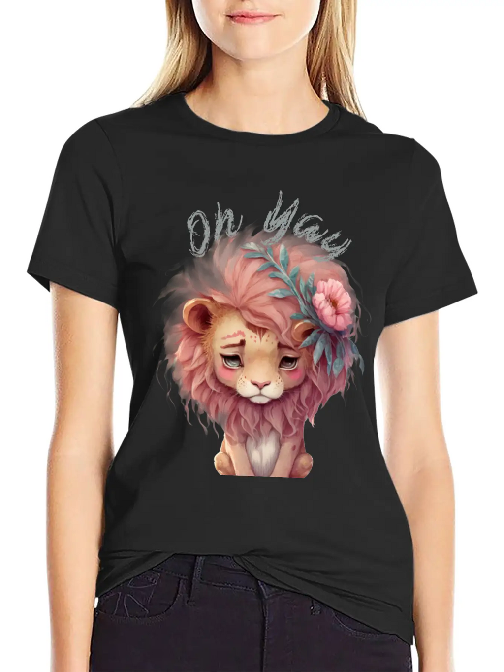 Oh Yay V-day Lion Basic Graphic T-Shirt – Daily Comfort In Soft Cotton