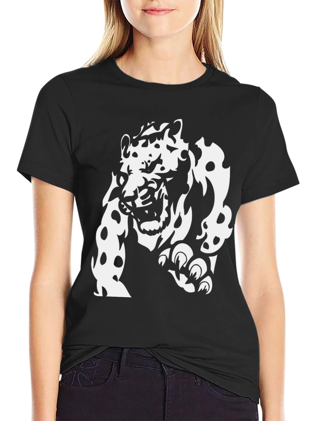 Black T-Shirt with White Jaguar Graphic