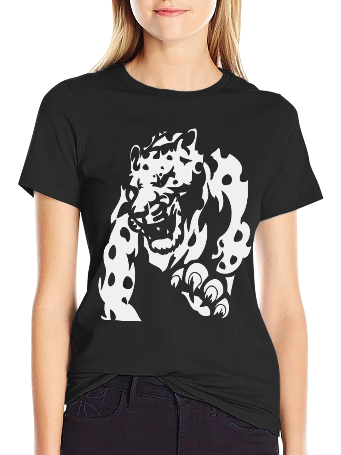 Black T-Shirt with White Jaguar Graphic