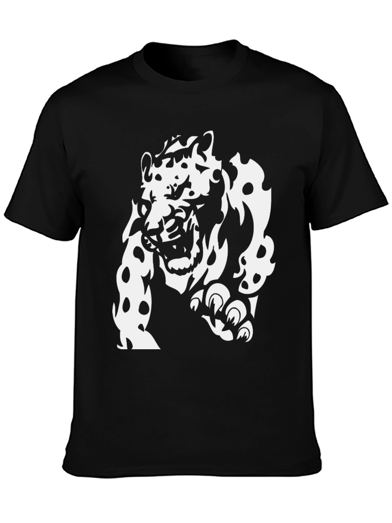 Black T-Shirt with White Jaguar Graphic