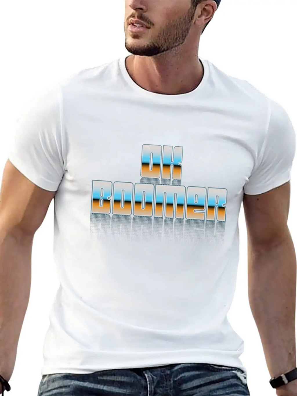 Ok Boomer Retro Chrome Type Design Timeless Short Sleeve Tee – Comfy And Minimalist Design