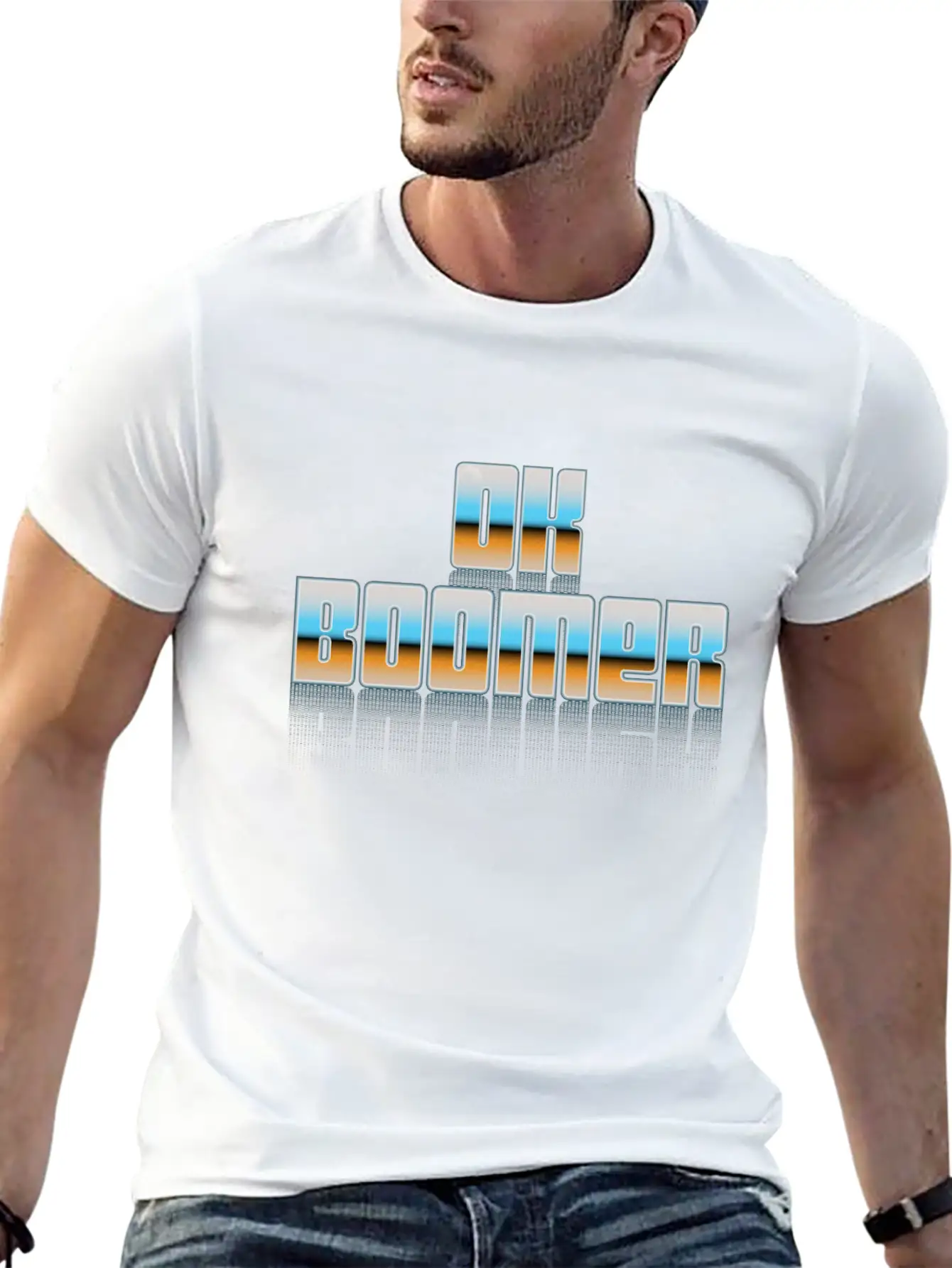 Ok Boomer Retro Chrome Type Design Timeless Short Sleeve Tee – Comfy And Minimalist Design