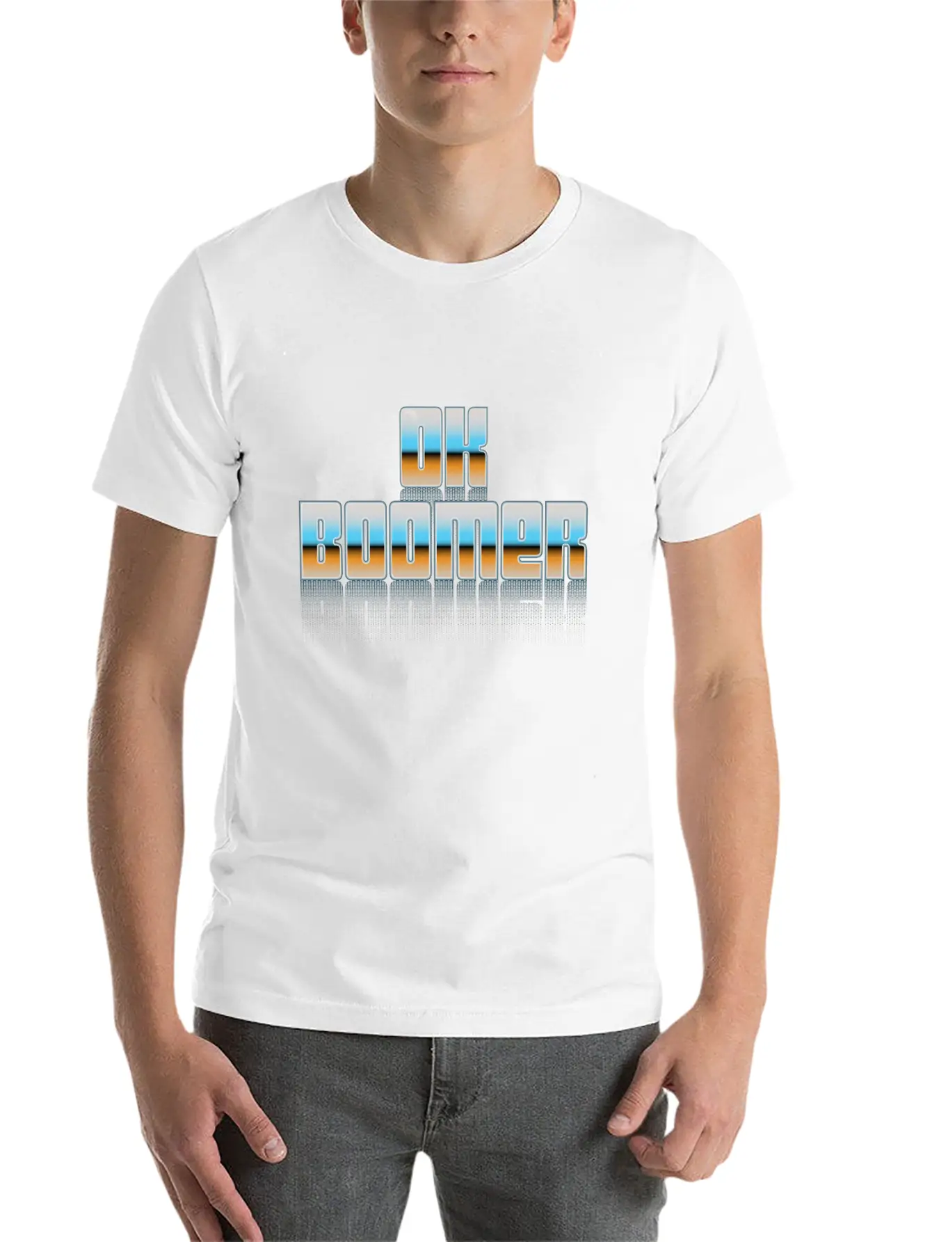 Ok Boomer Retro Chrome Type Design Timeless Short Sleeve Tee – Comfy And Minimalist Design