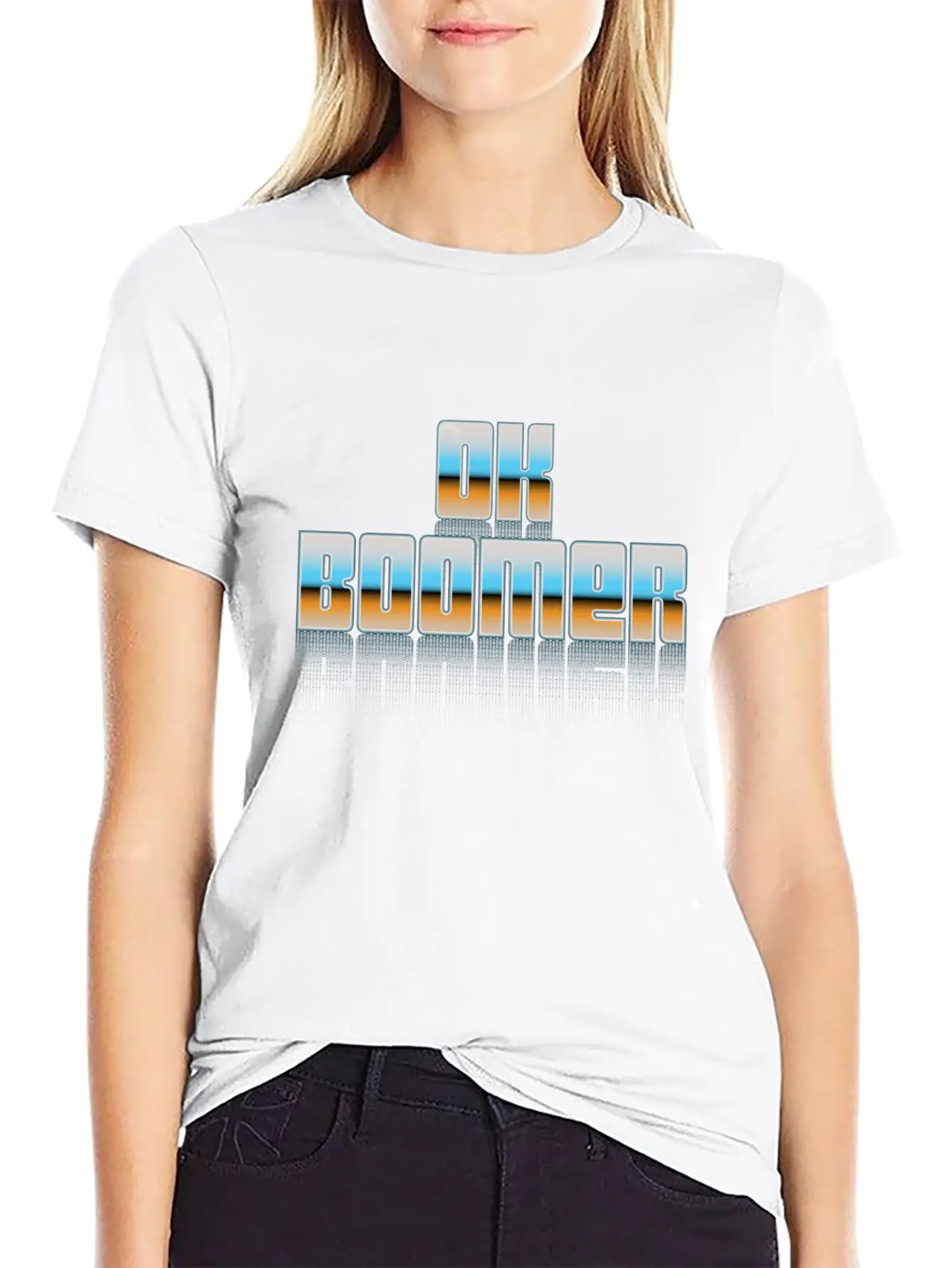Ok Boomer Retro Chrome Type Design Timeless Short Sleeve Tee – Comfy And Minimalist Design