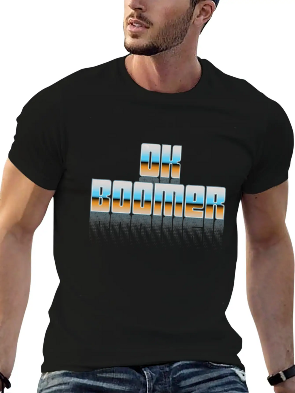 Ok Boomer Retro Chrome Type Design Timeless Short Sleeve Tee – Comfy And Minimalist Design