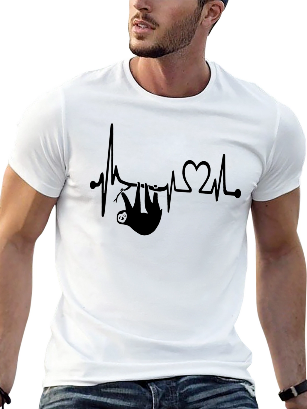 Sloth Heartbeat Graphic Tee - Relaxed Fit