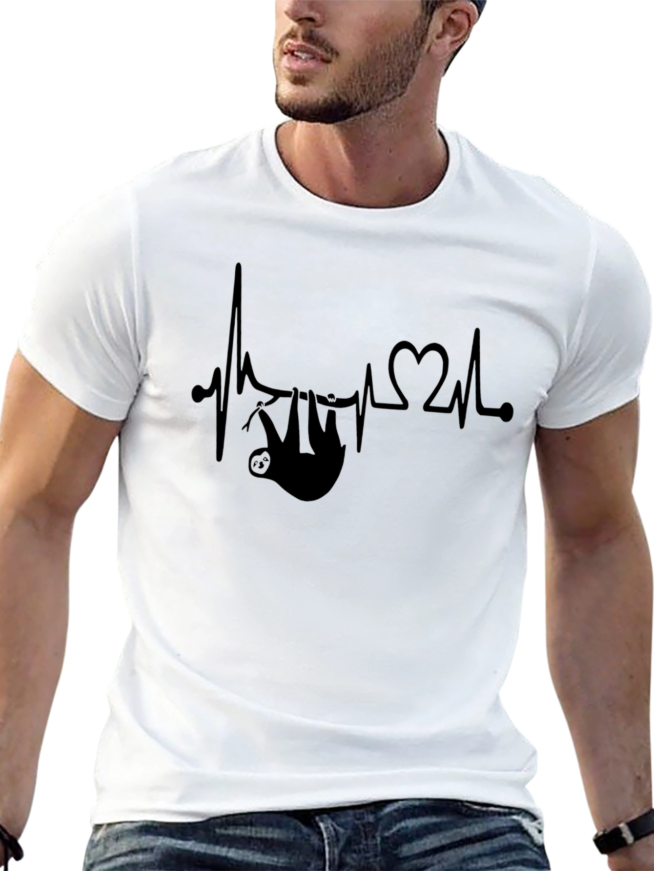 Sloth Heartbeat Graphic Tee - Relaxed Fit