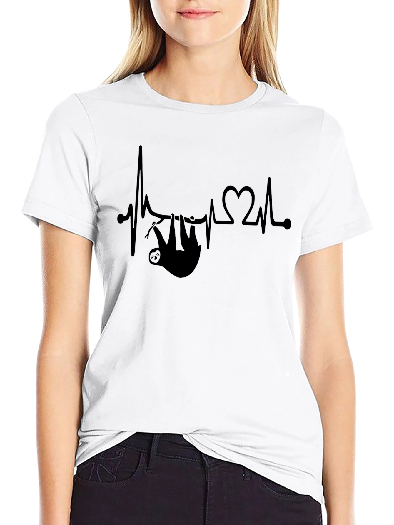 Sloth Heartbeat Graphic Tee - Relaxed Fit