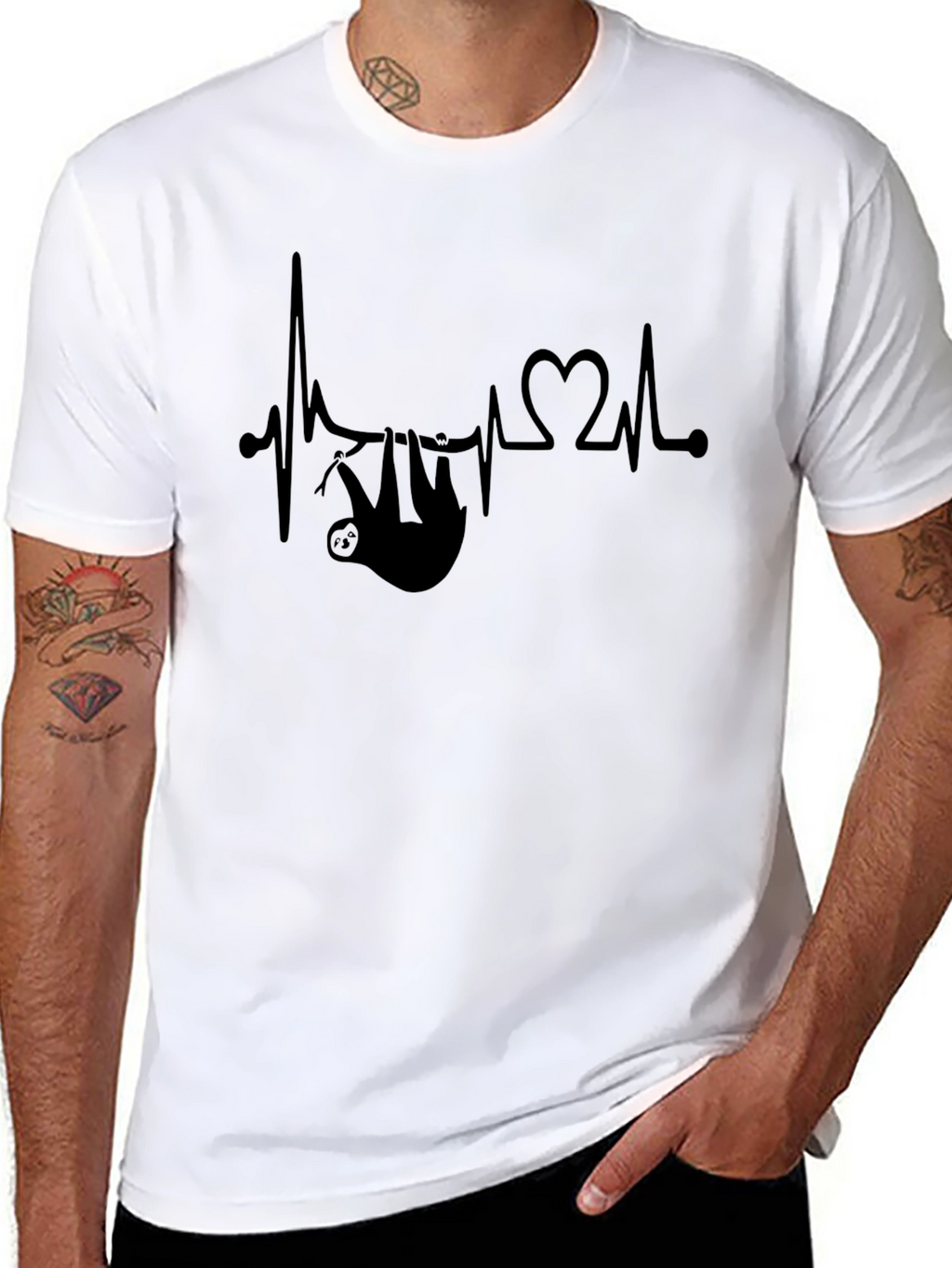 Sloth Heartbeat Graphic Tee - Relaxed Fit