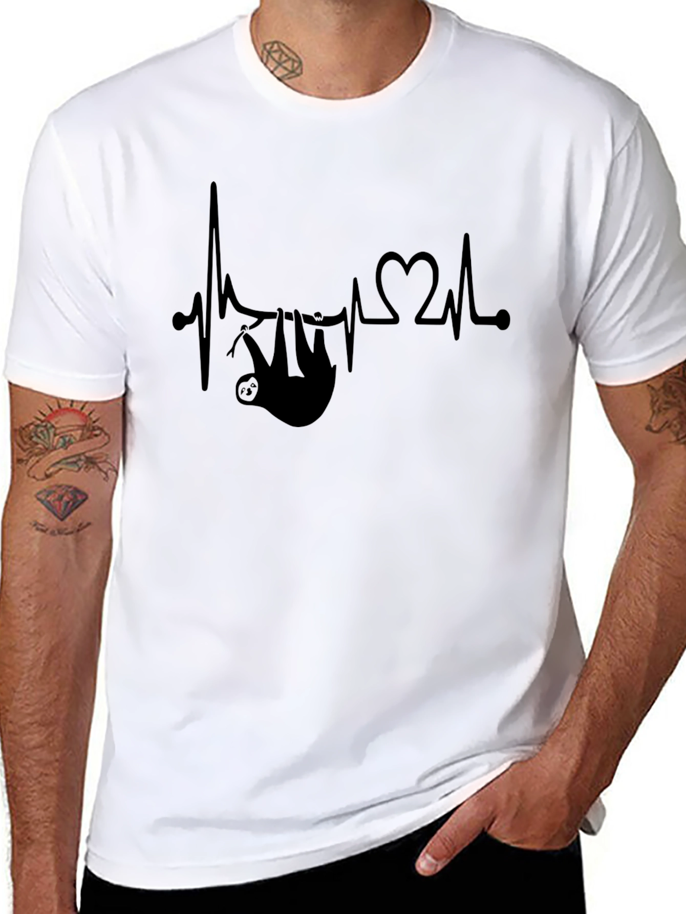 Sloth Heartbeat Graphic Tee - Relaxed Fit