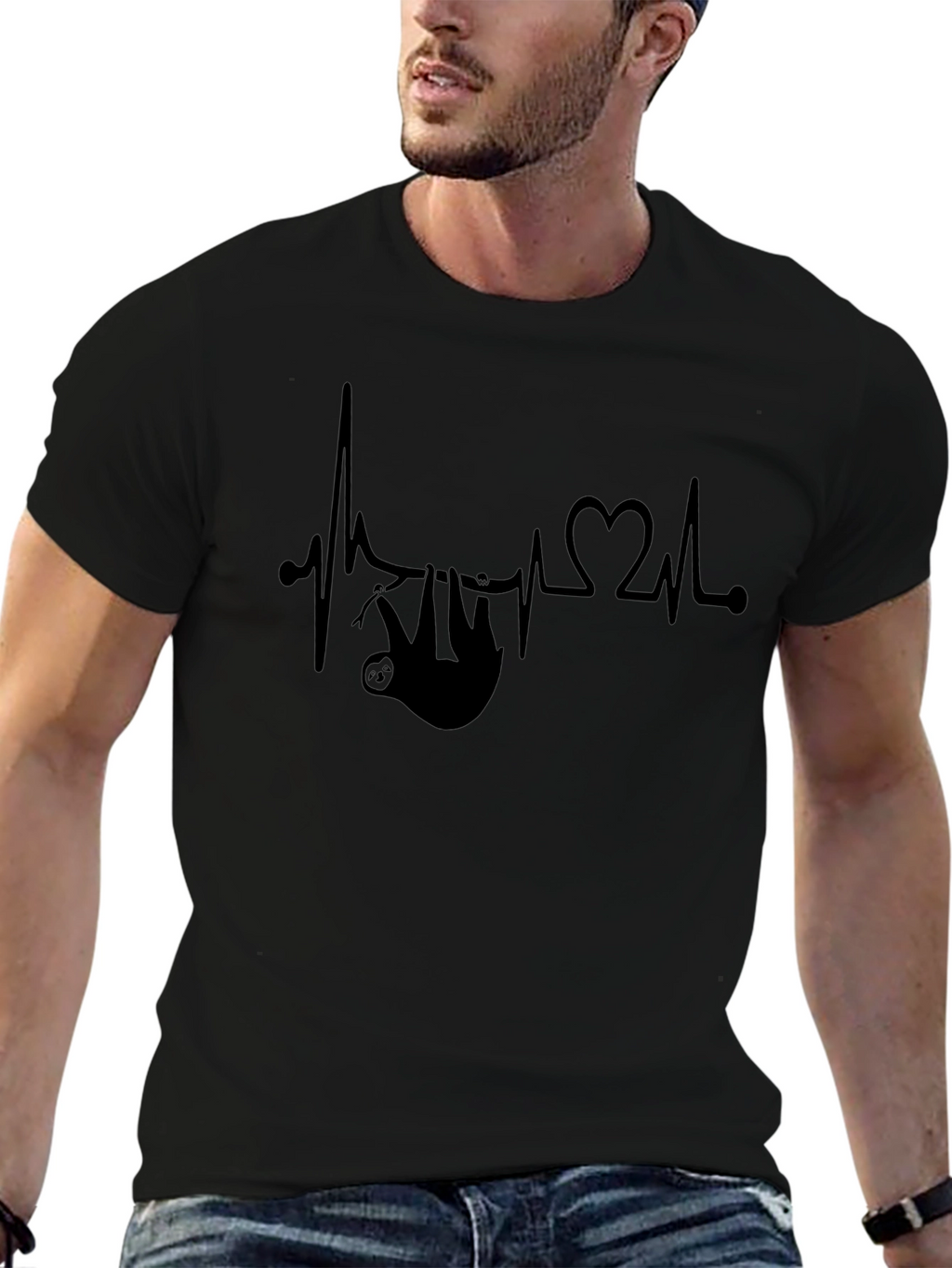 Sloth Heartbeat Graphic Tee - Relaxed Fit