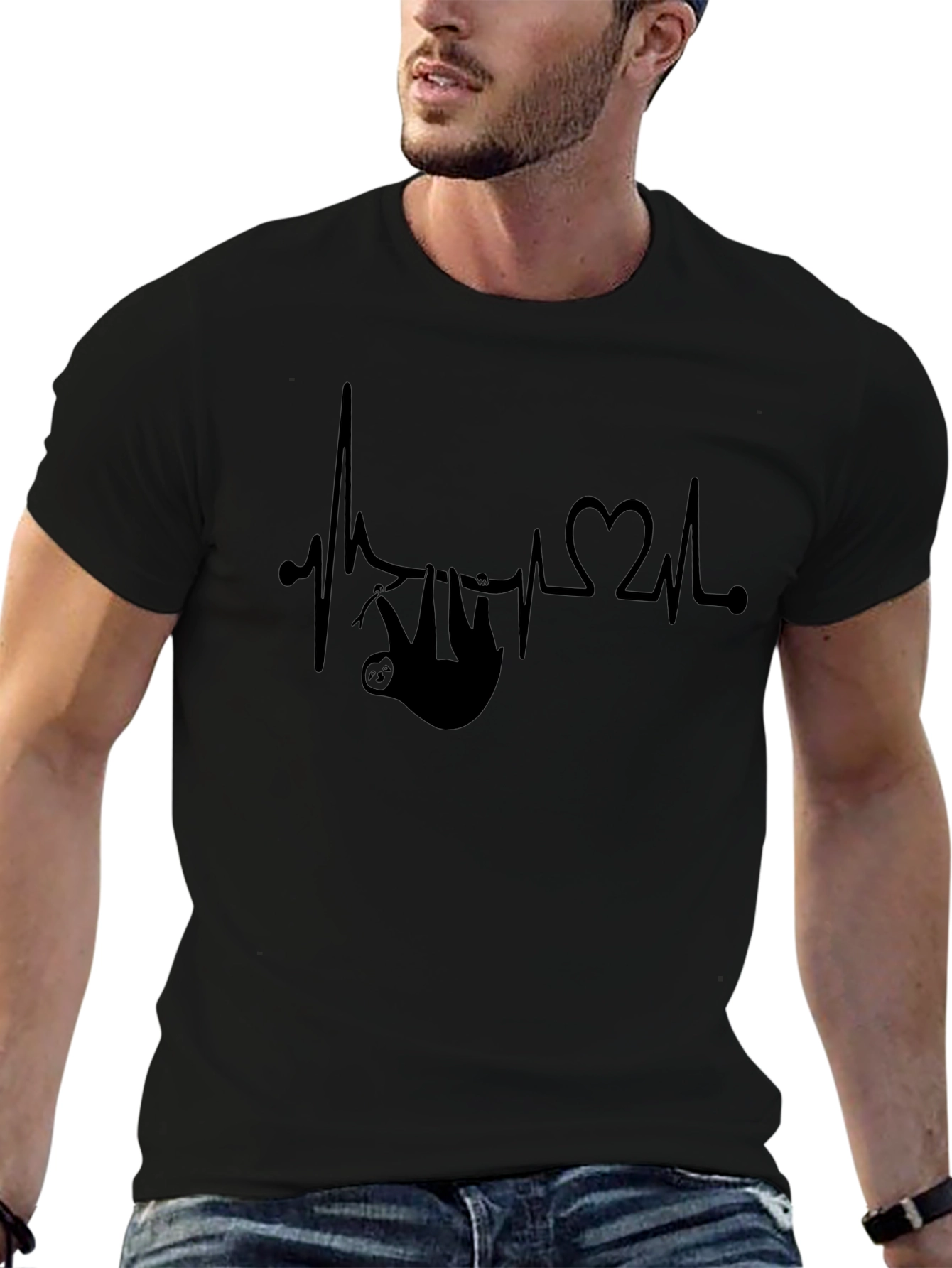 Sloth Heartbeat Graphic Tee - Relaxed Fit