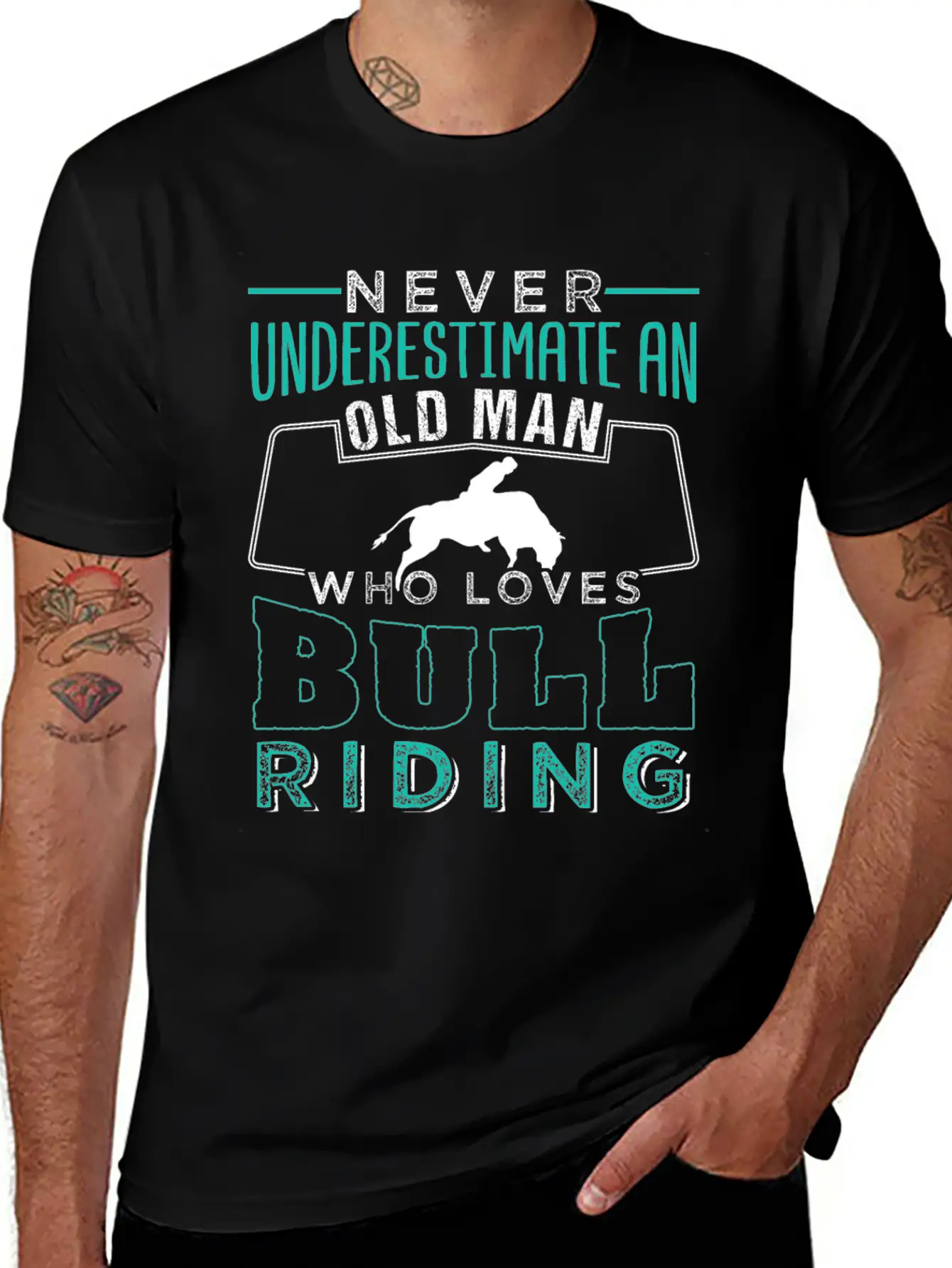 Old Man Who Loves Bull Riding Essential Cotton Tee For Daily Outfits – Unisex Style